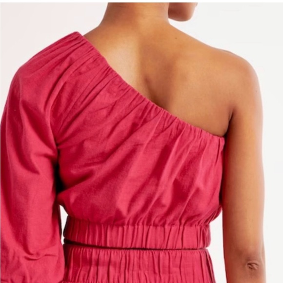 Abercrombie & Fitch One-Shoulder Linen-Blend Top S - Picture 2 of 6